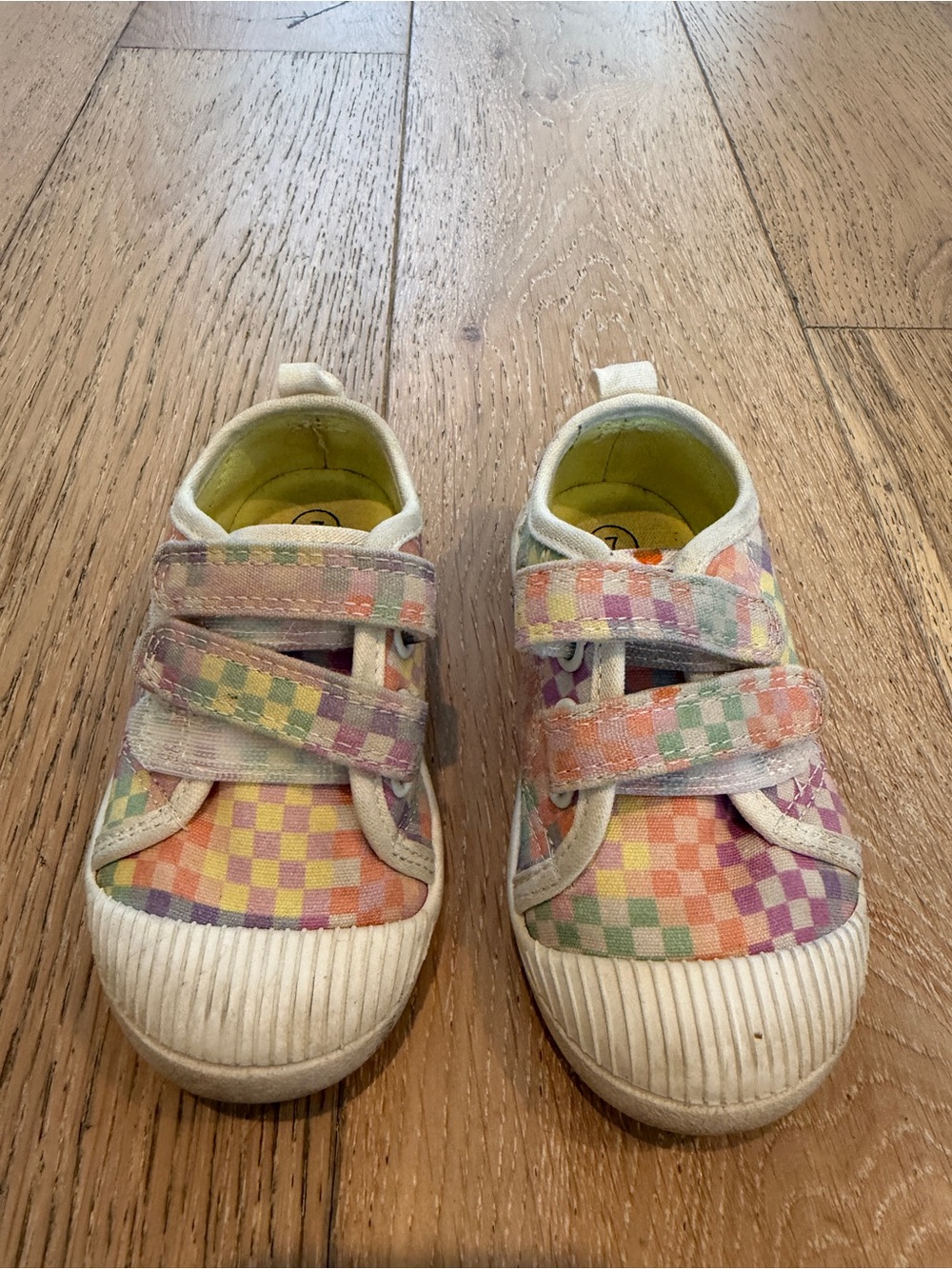 Kids Checkerboard Velcro Sneakers in Pastel Multi